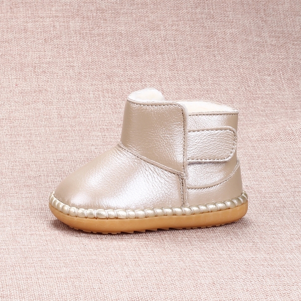 Дамски кожени боти с лепки за момичета в кафяв, червен, златист, розов, жълт и бежов цвят