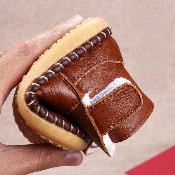 Дамски кожени боти с лепки за момичета в кафяв, червен, златист, розов, жълт и бежов цвят