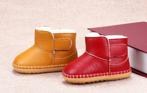 Дамски кожени боти с лепки за момичета в кафяв, червен, златист, розов, жълт и бежов цвят