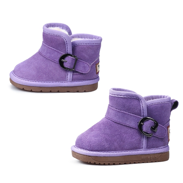 Детски дебели боти за момичета с пух и без пух, с каишка в черен, розов, цикламен, лилав, жълт и светлокафяв цвят