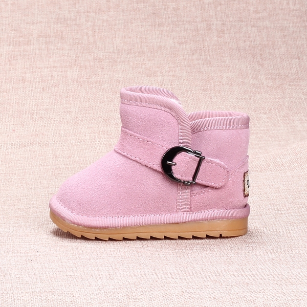 Детски дебели боти за момичета с пух и без пух, с каишка в черен, розов, цикламен, лилав, жълт и светлокафяв цвят