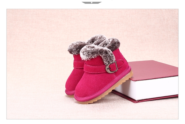 Детски дебели боти за момичета с пух и без пух, с каишка в черен, розов, цикламен, лилав, жълт и светлокафяв цвят