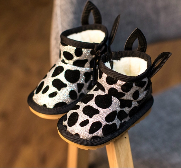 Детски подплатени боти за момичета с ушички в сребърен, златен и цикламен цвят