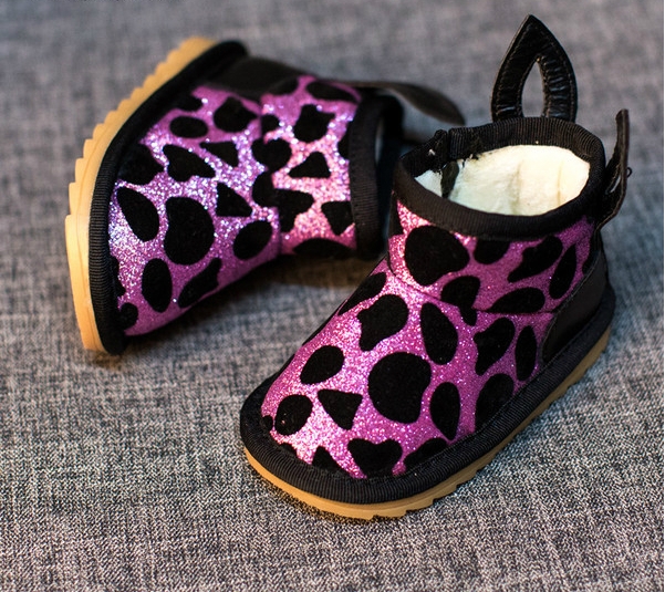 Детски подплатени боти за момичета с ушички в сребърен, златен и цикламен цвят