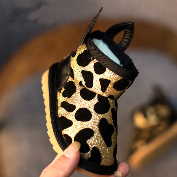 Детски подплатени боти за момичета с ушички в сребърен, златен и цикламен цвят