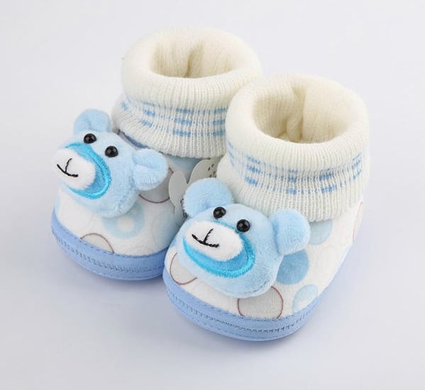 Топли бебешки боти за момичета и момчета в светлосин, розов и бежов цвят с анимационна декорация