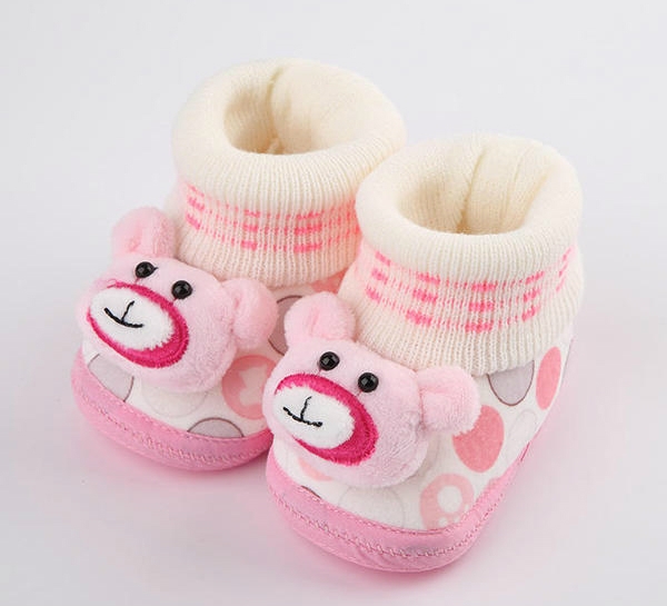 Топли бебешки боти за момичета и момчета в светлосин, розов и бежов цвят с анимационна декорация