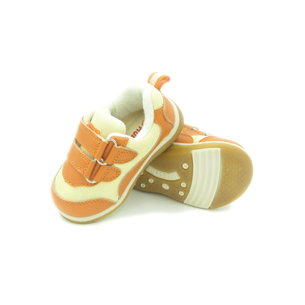 Детски дишащи, неплъзгащи кецове за момчета с лепки в оранжев, червен, син и тъмнокафяв цвят