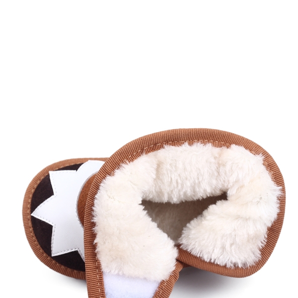 Детски топли боти за момичета и момчета с лепки и декорация в кафяв, жълт, тъмнокафяв и червен цвят