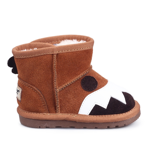 Детски топли боти за момичета и момчета с лепки и декорация в кафяв, жълт, тъмнокафяв и червен цвят