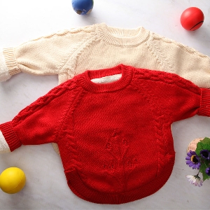 Παιδικό πουλόβερ για κορίτσια, ζεστό σε κόκκινο, γκρι, λευκό και ροζ χρώμα
