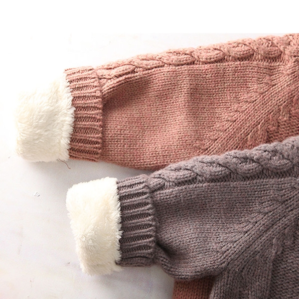 Детски пуловер за момичета, топъл в червен, сив, бял и розов цвят