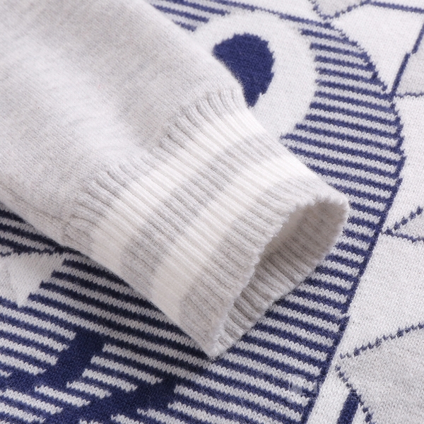 Детски пуловер за момчета в зелен, сив и тъмносин цвят и изображение на динозавър