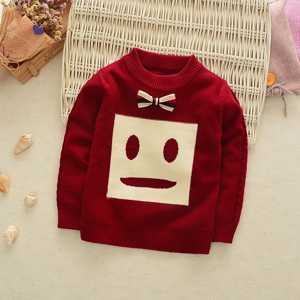 Детски пуловер за момчета от кашмир в черве, виненичервен, зелен, бежов и кафяв цвят в 2 модела