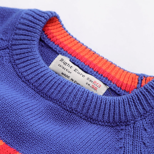 Детски син пуловер за момчета с анимирано декорация на тигър