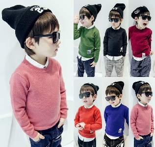 Παιδικό πουλόβερ για O-σχήμα κολάρο αγόρια Slim τύπου σε ροζ, μπλε, πράσινο, πορτοκαλί, μαύρο και μπορντό χρώμα
