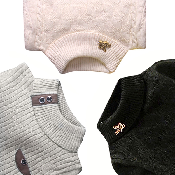 Дебел детски пуловер за момичета - поло, в 3 модела 