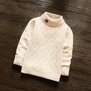 Дебел детски пуловер за момичета - поло, в 3 модела 