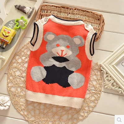 Детска жилетка за момчета и момичета с джобове и меяе на гърба в зелен, оранжев и сив цвят