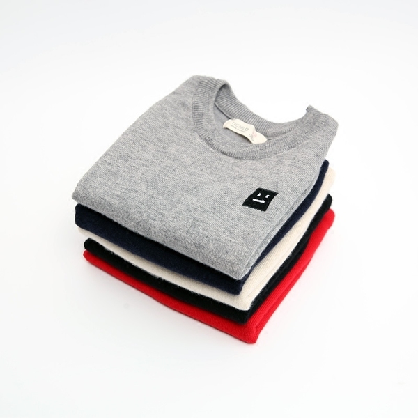 Детска жилетка за момчета в сив, черен, червен, тъмносин и бял цвят с О-образно деколте