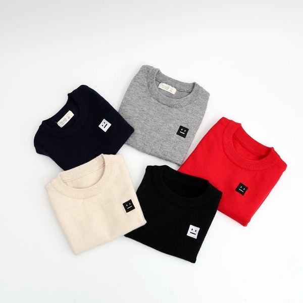 Детска жилетка за момчета в сив, черен, червен, тъмносин и бял цвят с О-образно деколте