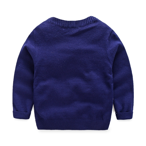 Изчистен дебел пуловер за момчета и момичета в зелен, бежов, сив и син цвят с О-образно деколте