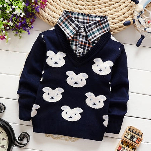 Дебели пуловери за момчета в няколко модела с V-образно деколте, в сив, тъмносин и зелен цвят