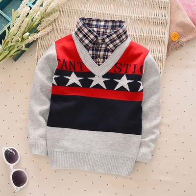 Дебели пуловери за момчета в няколко модела с V-образно деколте, в сив, тъмносин и зелен цвят