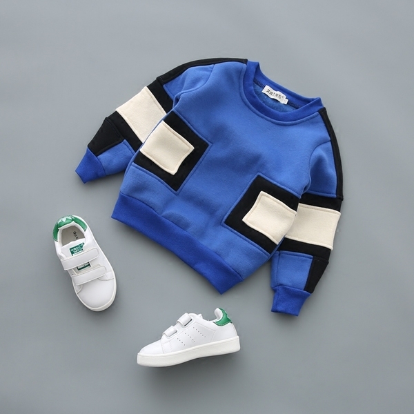 Стилна блуза за момичета в розов, син, сив и черен цвят с О-образно деколте, широка