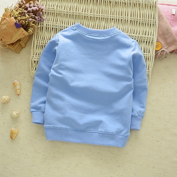 Детски дебел суичер за момичета с О-образно деколте в сив, сив и розов цвят с надписи