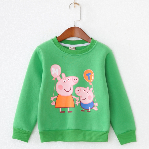 Детска дебела блуза за момичета с анимационни изображения в жълт, син, червен и зелен цвят, с О-образно деколте