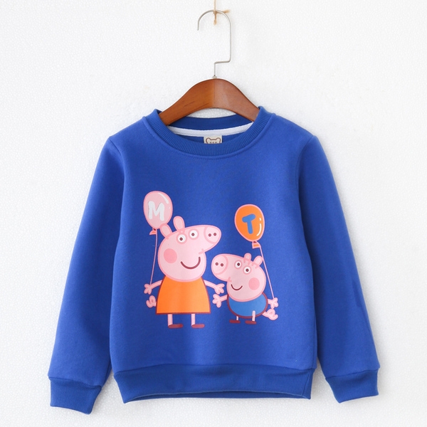 Детска дебела блуза за момичета с анимационни изображения в жълт, син, червен и зелен цвят, с О-образно деколте