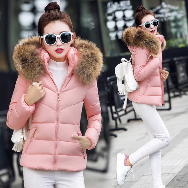 Дамско зимно яке в различни цветове с панделка на гърба и еко пухче