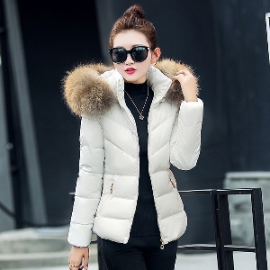 Дамско зимно яке в различни цветове с панделка на гърба и еко пухче