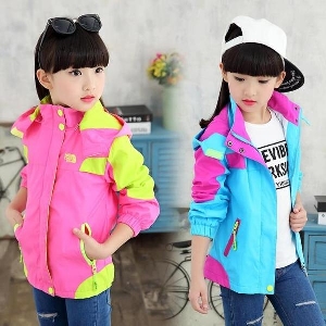 Παιδικό μπουφάν για κορίτσια με κουκούλα σε 3 χρώματα - κίτρινο, ροζ και γαλάζιο χρώμα