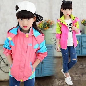 Παιδικό μπουφάν για κορίτσια με κουκούλα σε 3 χρώματα - κίτρινο, ροζ και γαλάζιο χρώμα