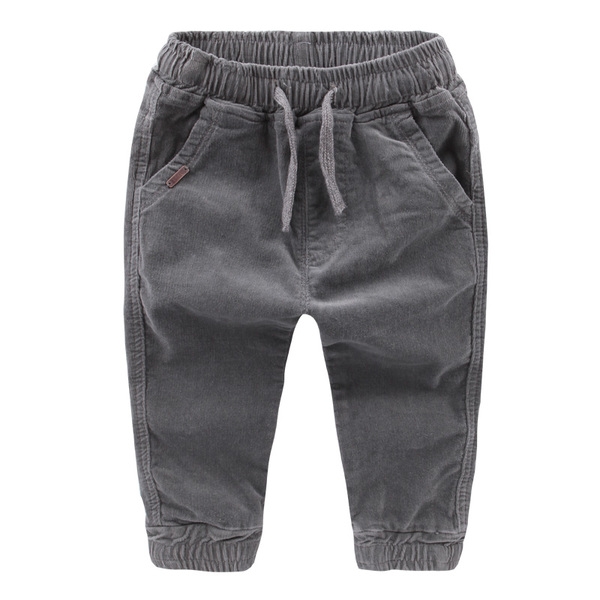 Детски панталони за момчета тип Слим с ластик, в син и сив цвят с джобове