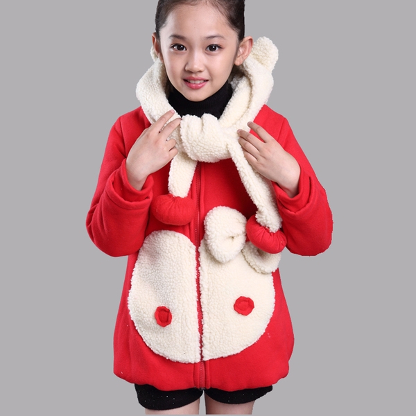 Детски дебели кадифени якета за момичета - модерни, червени, цикламени, жълти