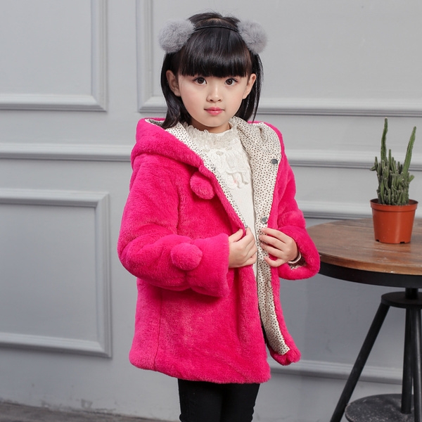 Χειμερινό  ζεστό παλτό για κορίτσια καμουφλάζ κόκκινο κυκλάμινο λευκό με κουκούλα