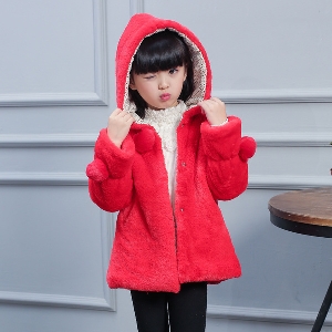 Χειμερινό  ζεστό παλτό για κορίτσια καμουφλάζ κόκκινο κυκλάμινο λευκό με κουκούλα