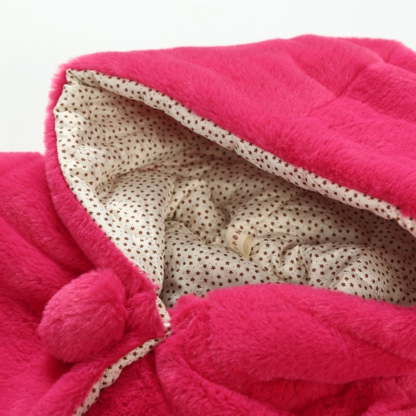 Χειμερινό  ζεστό παλτό για κορίτσια καμουφλάζ κόκκινο κυκλάμινο λευκό με κουκούλα