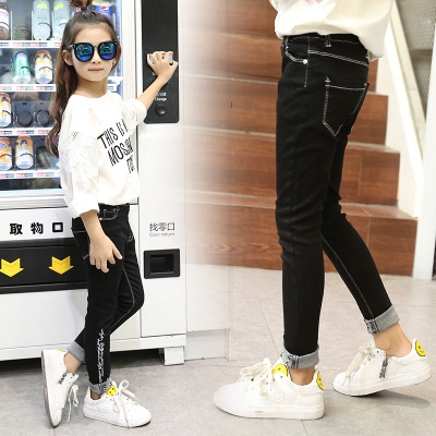 Детски дънки за момичета в няколко модела в черен, светолосин, син и тъмносин цвят - широки и тип Слим