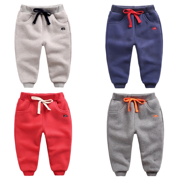 Топли детски спортни панталони с ластик и с връзки в сив,тъмносив, син и червен цвят