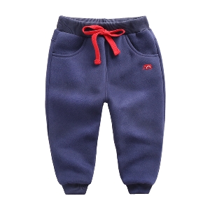 Топли детски спортни панталони с ластик и с връзки в сив,тъмносив, син и червен цвят