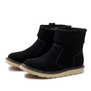 Ανδρικές  χειμωνιάτικες ζεστές μπότες σουέτ για χιόνι καφέ μαύρο