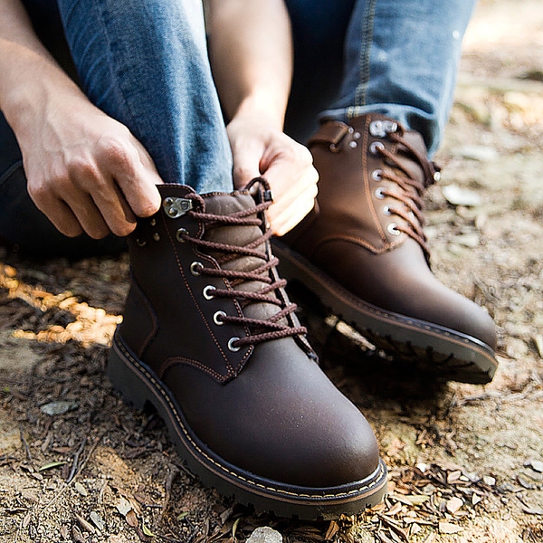 Мъжки високи топли зимни обувки за сняг два уникални модели с тъмен дизайн с и без кадифена подплата