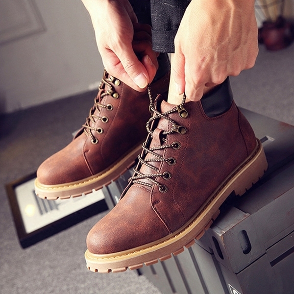 Мъжки зимни ниски боти с основен материал микрофибърна кожа три модела в кафяво и черно