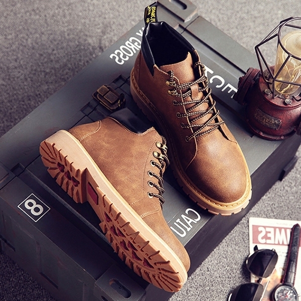 Мъжки зимни ниски боти с основен материал микрофибърна кожа три модела в кафяво и черно