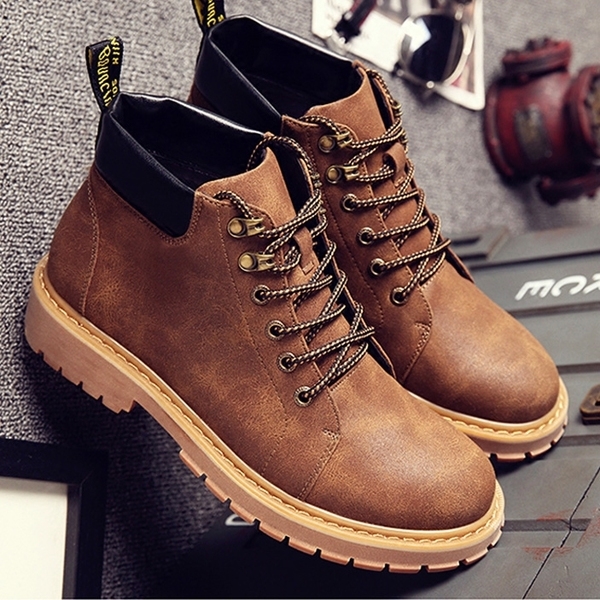 Мъжки зимни ниски боти с основен материал микрофибърна кожа три модела в кафяво и черно