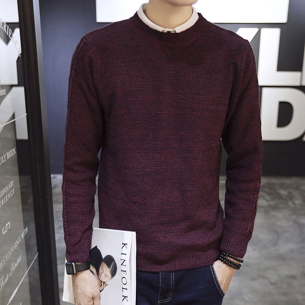 Мъжки зимни памучни пуловери в два модела - кафяви и виненочервени